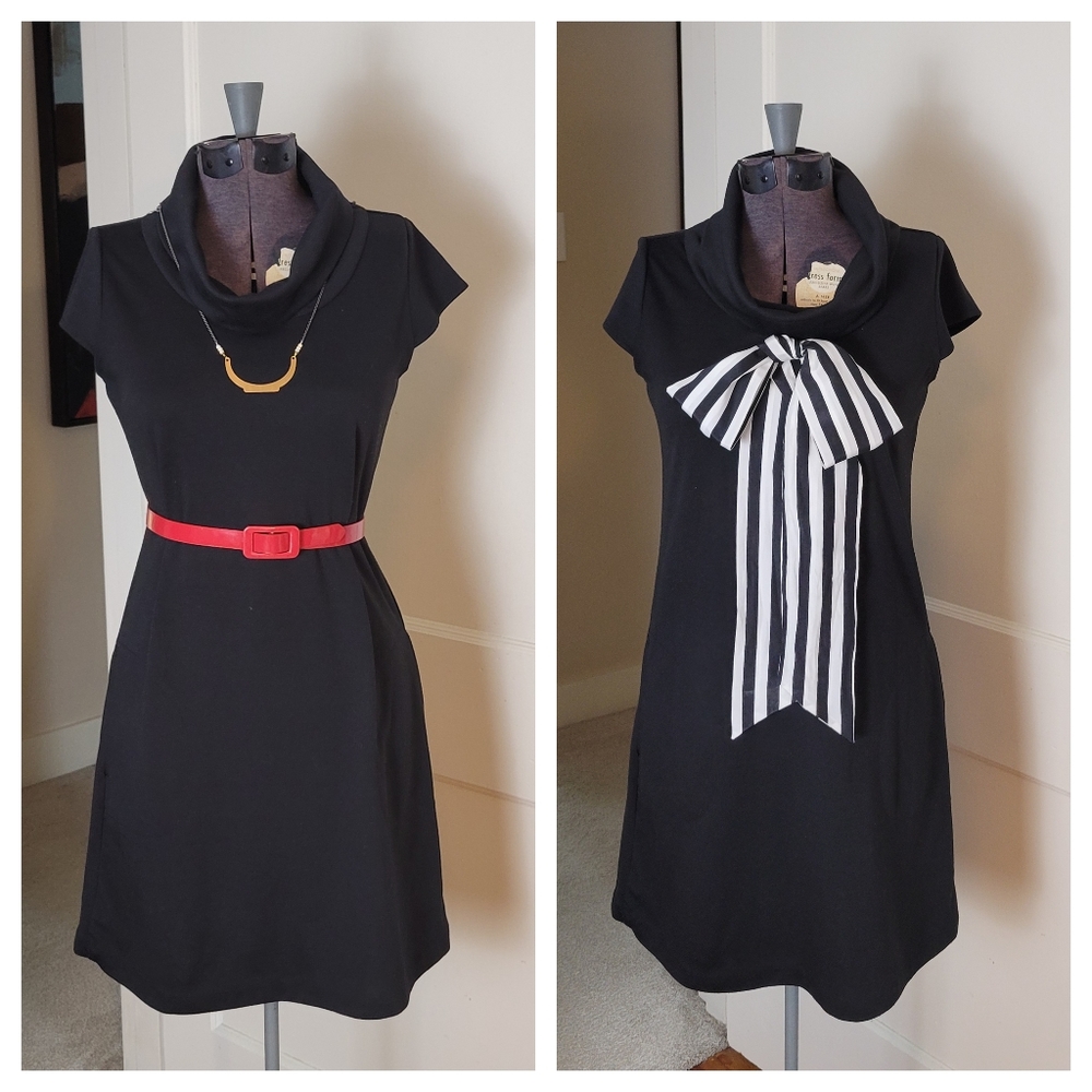 Coal Black Cowl Neck Shift Dress